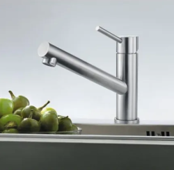 Franke Orbit niedrige Küchenarmatur mit schwenkbarem Auslauf, Edelstahl 115.0569.290