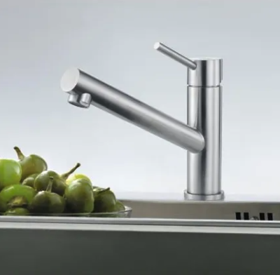 Franke Orbit niedrige Küchenarmatur mit schwenkbarem Auslauf, Edelstahl 115.0569.290