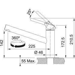 Franke Orbit niedrige Küchenarmatur mit schwenkbarem Auslauf, Chrom 115.0623.054