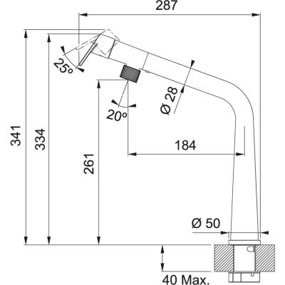 Franke Icon Küchenarmatur mit schwenkbarem Auslauf, Schwarz matt 115.0625.187