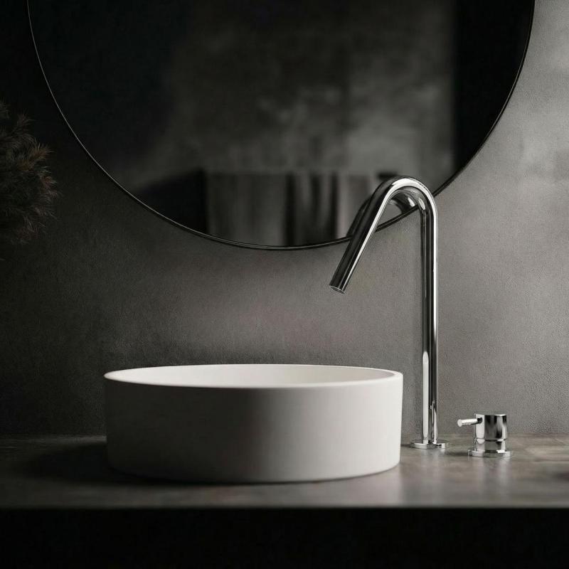 Waterevolution Flow 2-Loch-Waschtischarmatur mit hohem V-Auslauf 227mm, Chrom T1122V01