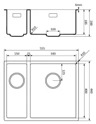 Lorreine 1534BQ-FU schwarze 1,5 anderthalb Quarz-Spüle 1534cm Unterbau und flächenbündig, mit schwarzem Korbstecker 1208954005