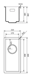 Lorreine schwarze Quarz-Spüle klein 17x40cm Unterbau und flächenbündig, Schwarz mit Kupferkorbstecker 1208954013