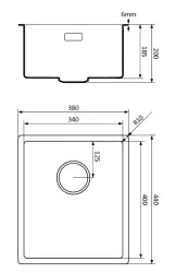 Lorreine schwarze Quarzspüle 34x40cm Unterbau und flächenbündig, Schwarz mit Kupferkorbstecker 1208954018