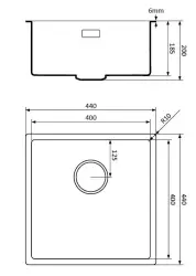 Lorreine Quarz-Spüle 40x40cm Unterbau und flächenbündig, Schwarz mit Kupferkorbstecker 1208954019