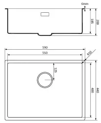 Lorreine Quarzspüle 55x40cm Unterbau und flächenbündig, Schwarz mit Kupferkorbstecker 1208954022