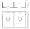 Lorreine zwarte Quartz dubbele spoelbak 3434cm onderbouw vlakbouw en opbouw zwart met zwarte korfplug 1208954009