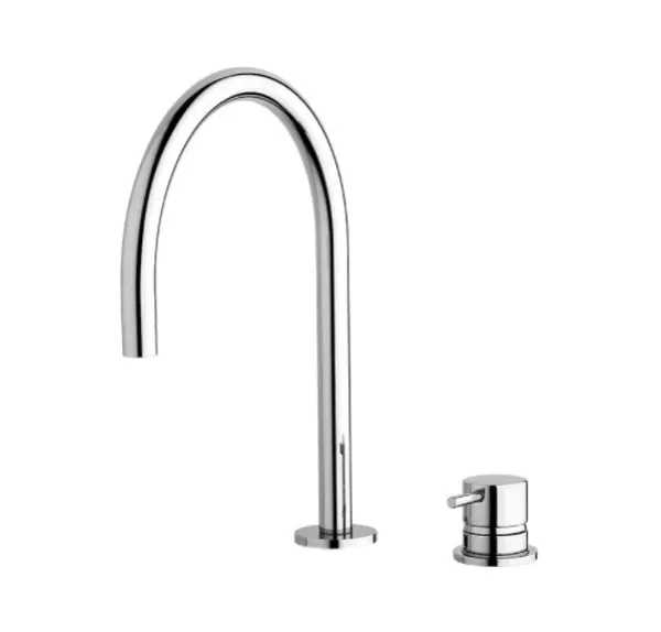 Waterevolution Flow 2-Loch Waschtischarmatur Chrom mit niedrigem 113mm U-Auslauf T1121U01