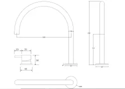 Waterevolution Flow 2-Loch-Waschtischarmatur komplett aus Edelstahl mit niedrigem 113mm U-Auslauf T1121UIE