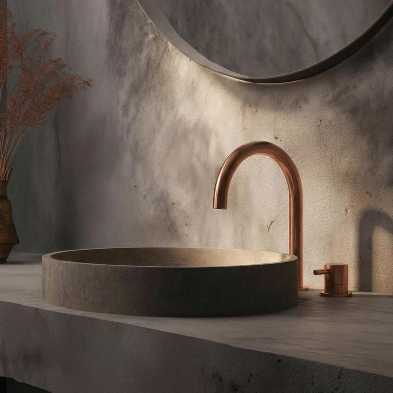 Waterevolution Flow 2-Loch Waschtischarmatur, PVD gebürstetes Kupfer T1121UCPE