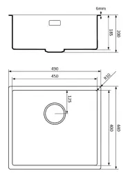 Lorreine Quarz-Spüle 45x40cm Unterbau und flächenbündig, Schwarz mit Edelstahl-Korbstecker 1208954066