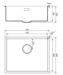 Lorreine Quarz-Spüle 50x40cm Unterbau und flächenbündig, Schwarz mit Edelstahl-Korbstecker 1208954067