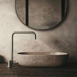 Waterevolution Flow 2-Loch-Waschtischarmatur mit hohem Auslauf 222, Edelstahl T122HIE