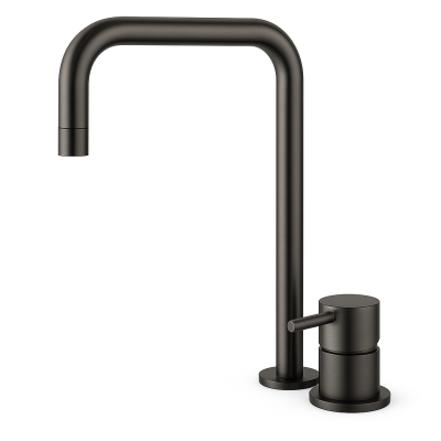 Waterevolution Flow 2-Loch Waschtischarmatur mit hohem Auslauf 222, PVD Gun Metal T122HGME
