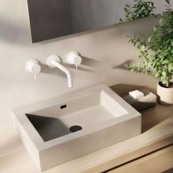 Waterevolution Flow 3-Loch-Einbau-Waschtischarmatur Mattweiß mit Auslauf 10 cm T1163FBR-10