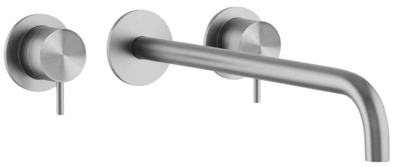 Waterevolution Flow 3-Loch-Einbau-Waschtischarmatur Komplett aus Edelstahl mit Auslauf 21 cm T1163FIE-21