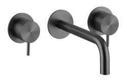 Waterevolution Flow 3-Loch-Einbau-Waschtischarmatur PVD Gun Metal mit Auslauf 15 cm T1163FGME-15