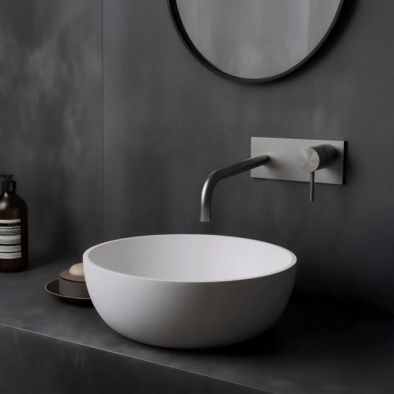 Waterevolution Flow Einbau-Waschtischarmatur mit Abdeckplatte, komplett aus Edelstahl, mit Auslauf 21 cm T1161BIE-21