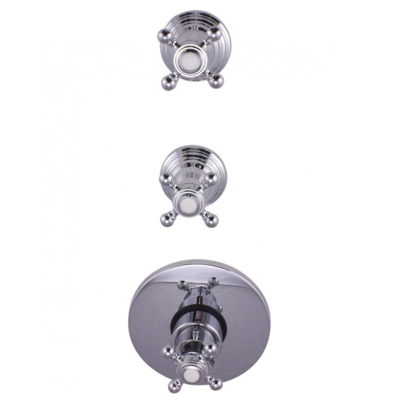 PB Classic nostalgischer Einbau-Duschthermostat mit 2 Absperrhähnen, Chrom