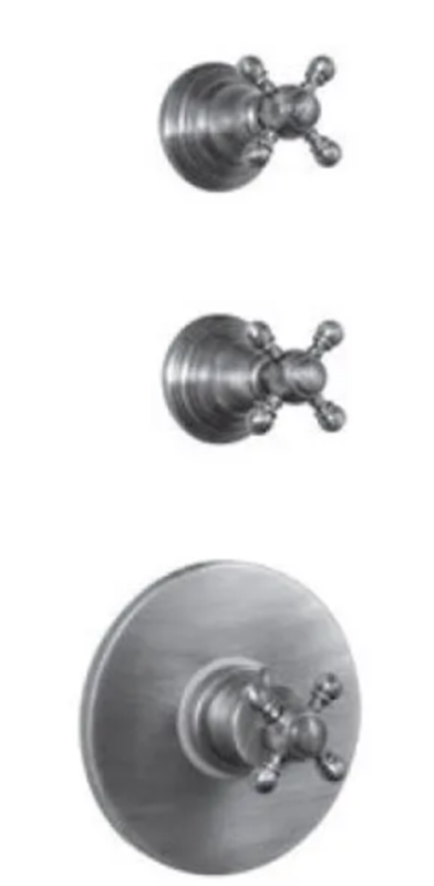 PB Classic nostalgischer Einbau-Duschthermostat mit 2 Absperrhähnen in Edelstahloptik