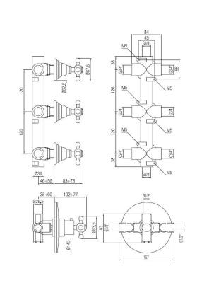 PB Classic Nostalgie Unterputz-Duschtthermostat mit 3 Absperrventilen Edelstahl-Optik