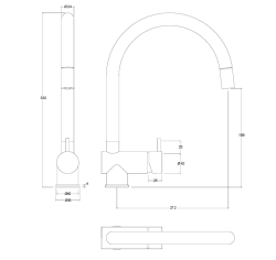 Waterevolution Flow Küchenmischarmatur PVD Gun Metal mit ausziehbarem Auslauf T155GME