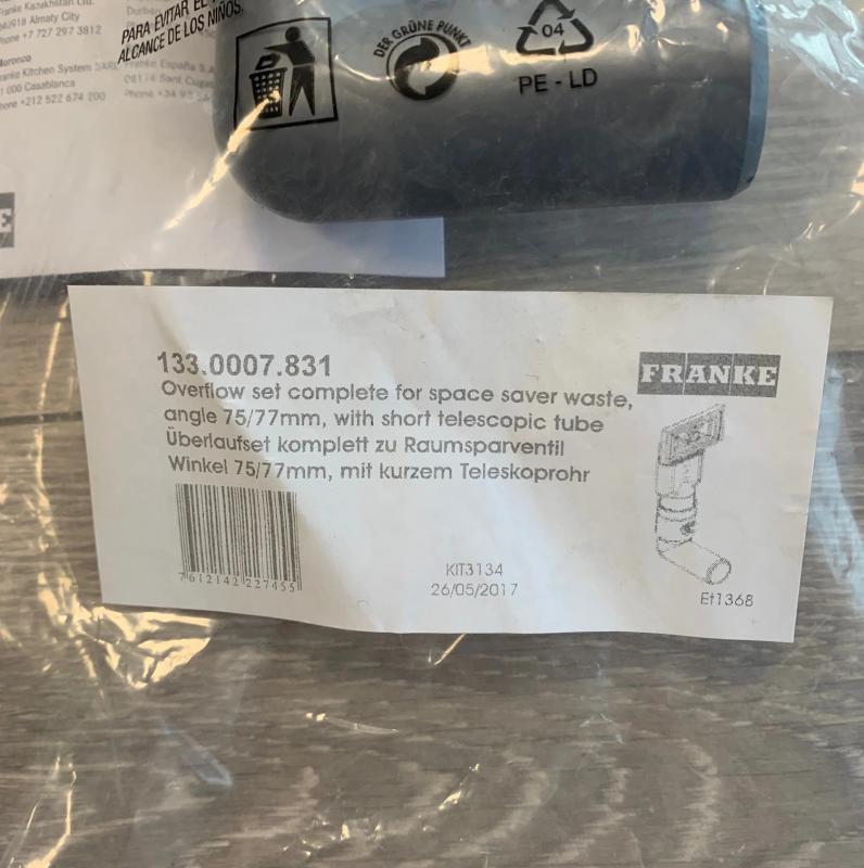 Franke Überlaufgarnitur Universal extra kurz 133.0052.765