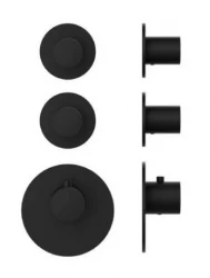 SB AESTHETICS Round Unterputz-Thermostatbatterie mit 3 Ausgängen, Umsteller und Absperrventil, Schwarz matt 1208954954