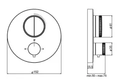 SB Push Round Unterputz-Thermostatbatterie mit Druckknopf-Umsteller und Mengenregler Schwarz matt 1208955065