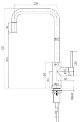 Lorreine Square Küchenarmatur komplett Edelstahl, Schwarz matt mit ausziehbarem Auslauf 1208955088