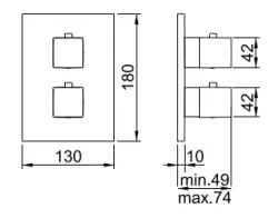 SB Universale Square Unterputz-Thermostatbatterie mit 2 Ausgängen Edelstahl 1208955143