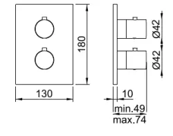 SB Universale Round on Square Unterputz-Thermostatbatterie mit 2 Ausgängen Edelstahl 1208955156