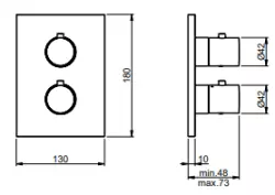 SB Universale Round on Square Unterputz-Thermostatarmatur mit 2 Ausgängen, komplett aus Edelstahl 316, 1208955192