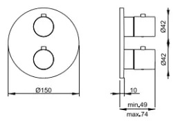 SB Universale Round Unterputz-Thermostatarmatur mit 2 Ausgängen, komplett aus Edelstahl 316, 1208955193