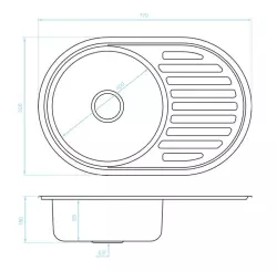 Ausmann Basic Rundspüle mit Abtropffläche Edelstahl 77x50 cm inkl. Siphon 1208955523