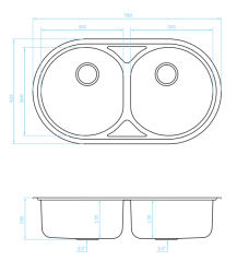 Aquadesign Fano Doppel-Edelstahl-Rundspüle, Oberflächeneinbau (Aufliegend)1208955525