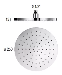 SB Round Regendusche, Kopfbrause Kunststoff 25 cm, Chrom 1208955605