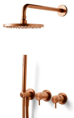 Waterevolution Flow Unterputz-Duschset mit Thermostat Regendusche und Handbrause gebürstetes Kupfer PVD
