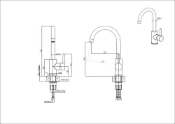 Quadri York Küchenmischarmatur PVD gebürstetes Kupfer mit schwenkbarem Auslauf 1208955906