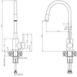 Quadri Bristol Küchenmischarmatur Chrom matt mit flexiblem weißem Auslauf 1208956022