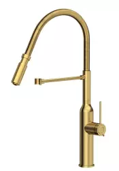 Quadri Stamford hohe Küchenmischarmatur mit flexiblem Auslauf, PVD-gebürstetes Gold 1208956077