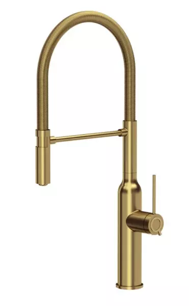 Quadri Stamford hohe Küchenmischarmatur mit flexiblem Auslauf, PVD-gebürstetes Gold 1208956077