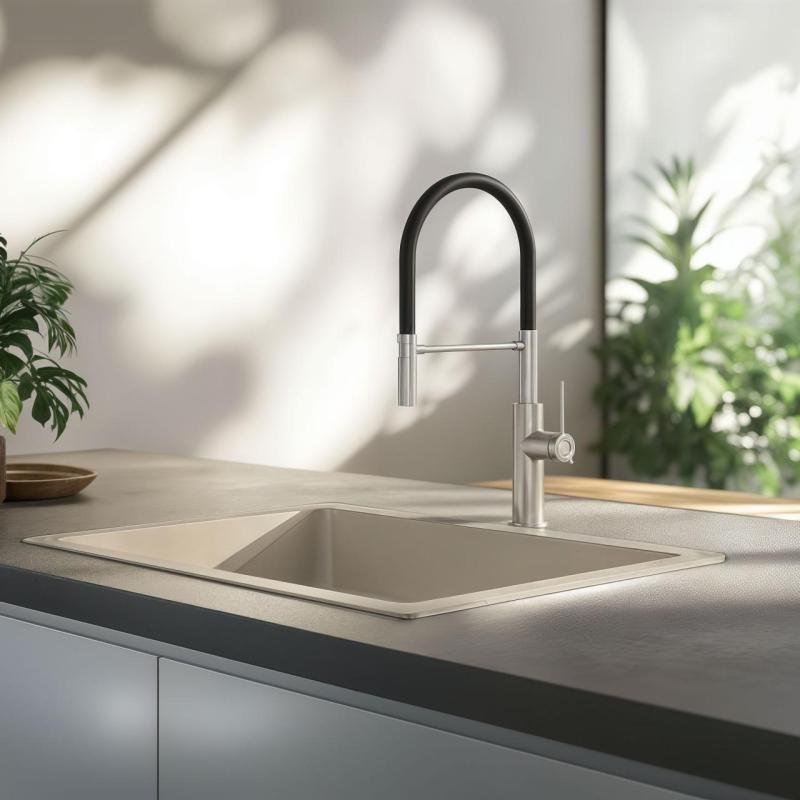 Quadri Retford Küchenmischer Edelstahl mit flexiblem Auslauf in Schwarz 1208956089