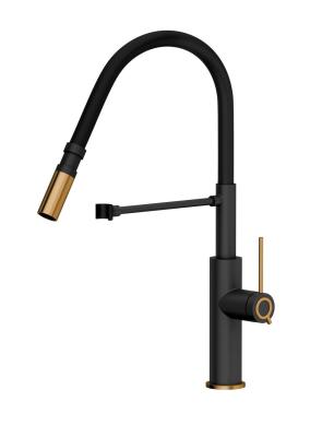 Quadri Retford Küchenarmatur Schwarz mit Kupferfinish und flexiblem schwarzen Auslauf 1208956091