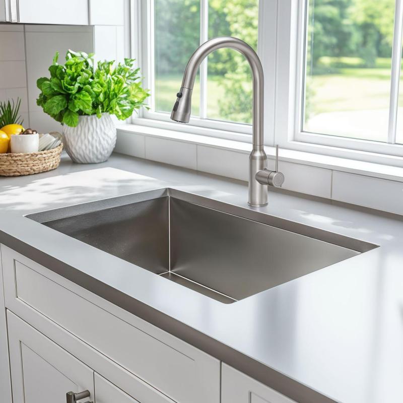 Quadri Stamford Küchenmischer Edelstahl mit abnehmbarem Auslauf und Strahleinstellung 1208956096