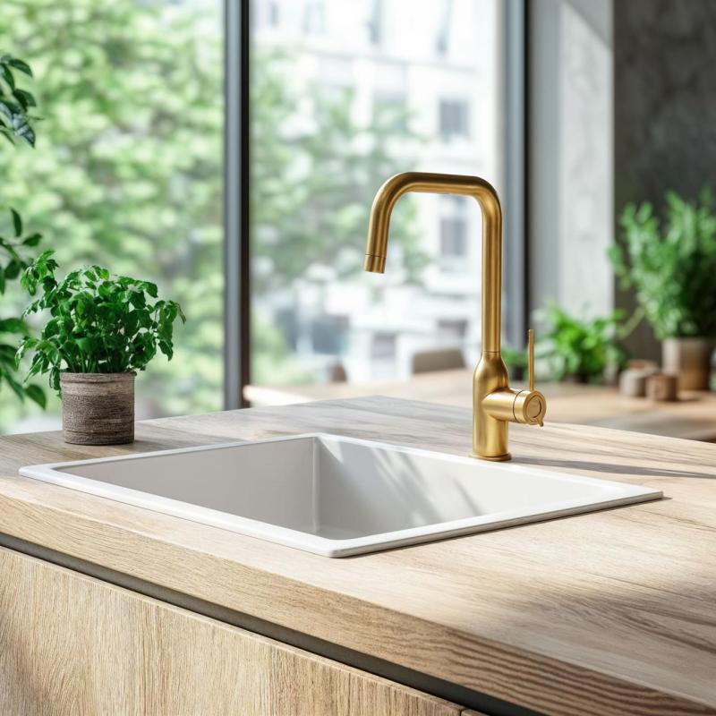 Quadri Stamford Küchenarmatur PVD Gold mit schwenkbarem Auslauf 1208956098