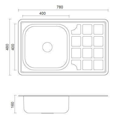 Aquadesign Basic Edelstahlspüle mit Abtropffläche, beidseitig verwendbar, 78x48cm, Aufsatz 1208956286