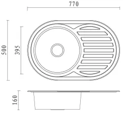 Aquadesign Basic Edelstahl-Spülbecken mit Abtropffläche reversibel 77x50cm, Oberflächen-Einbau 1208956287