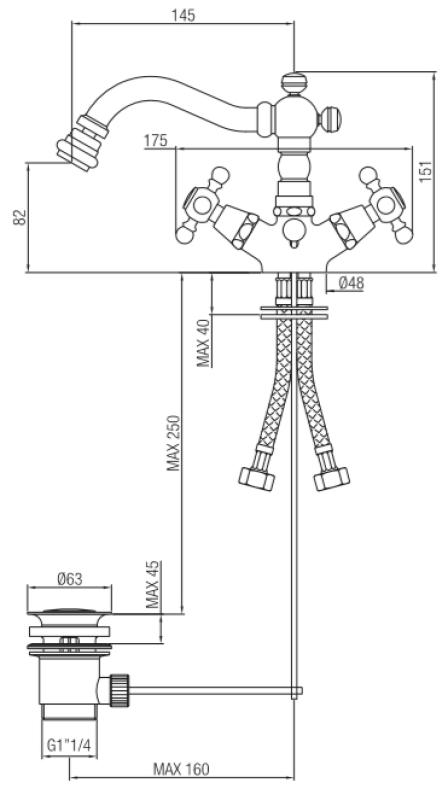 PB Classic Bidetarmatur 145 mm Auslauf Bronze
