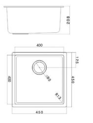 Schwarzes Spülbecken 40x40cm Unterbau und Oberflächen-Einbau mit schwarzem Stecker1208956391